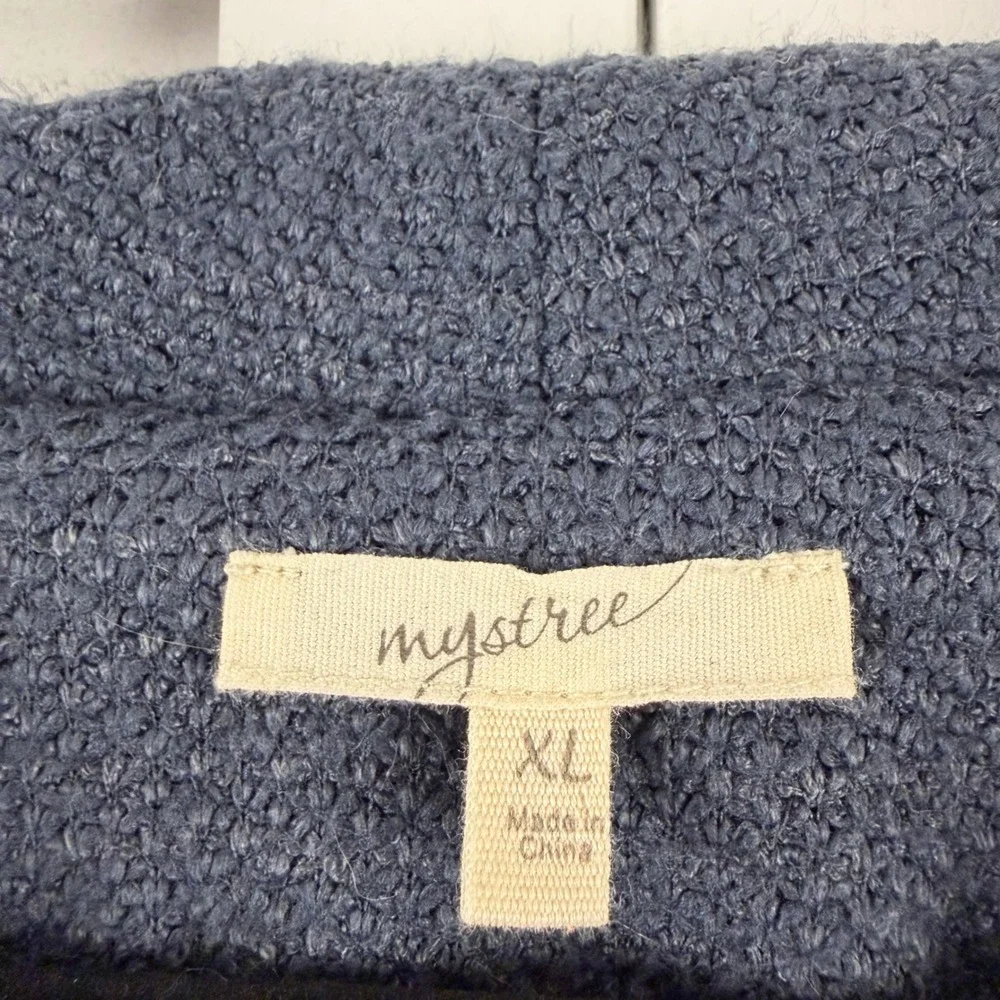 Mystree Textured‎ Zip Up Jacket Women XL Blue Shawl Collar Pocket Boucle